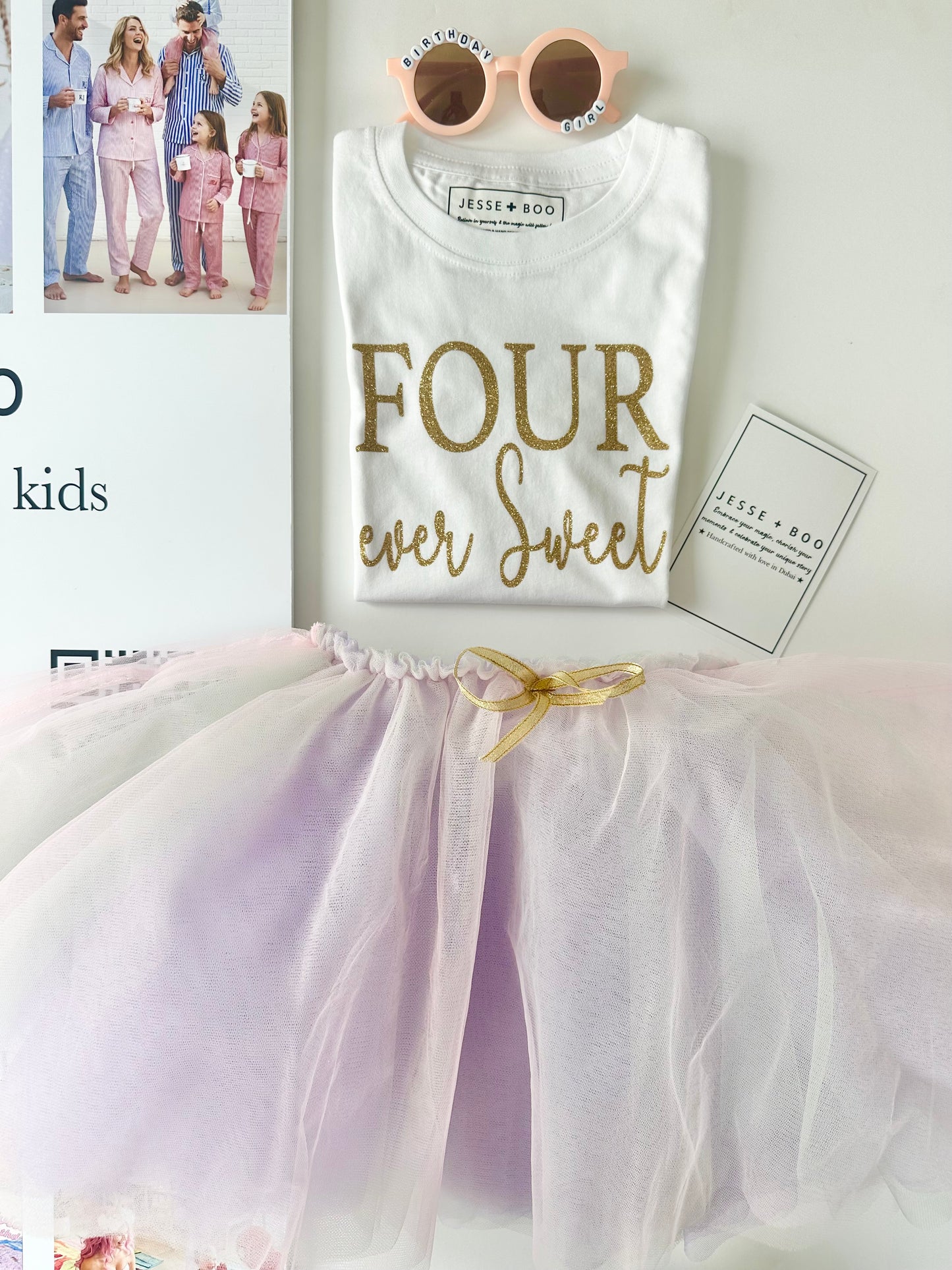 Birthday Number T shirt & tutu gift box GOLD