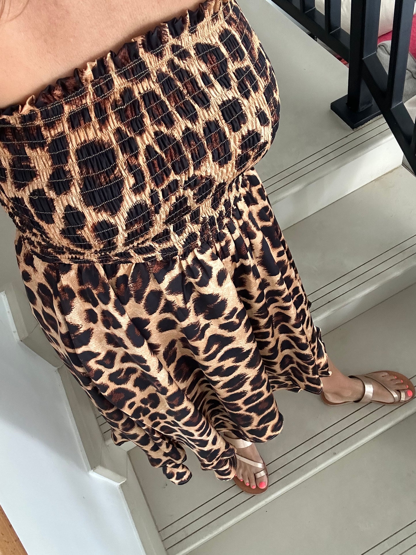 *SALE* Satin Leopard strapless dress