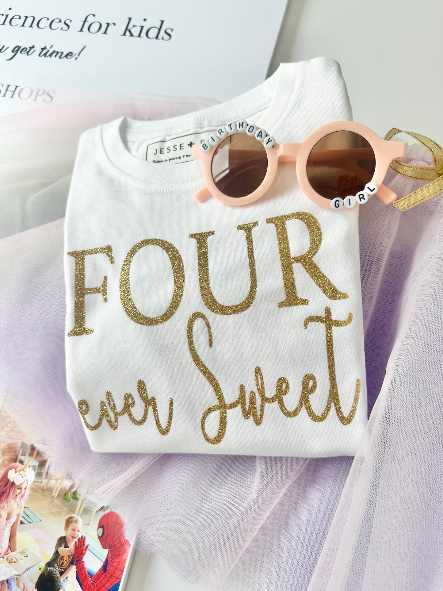 Birthday Number T shirt & tutu gift box GOLD