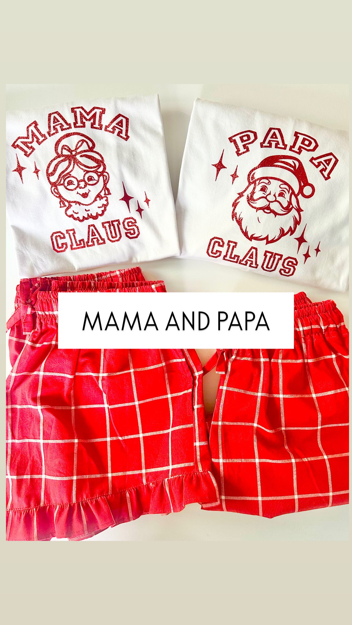 MAMA and PAPA Short Sleeve 'Claus' T Shirt PJ sets