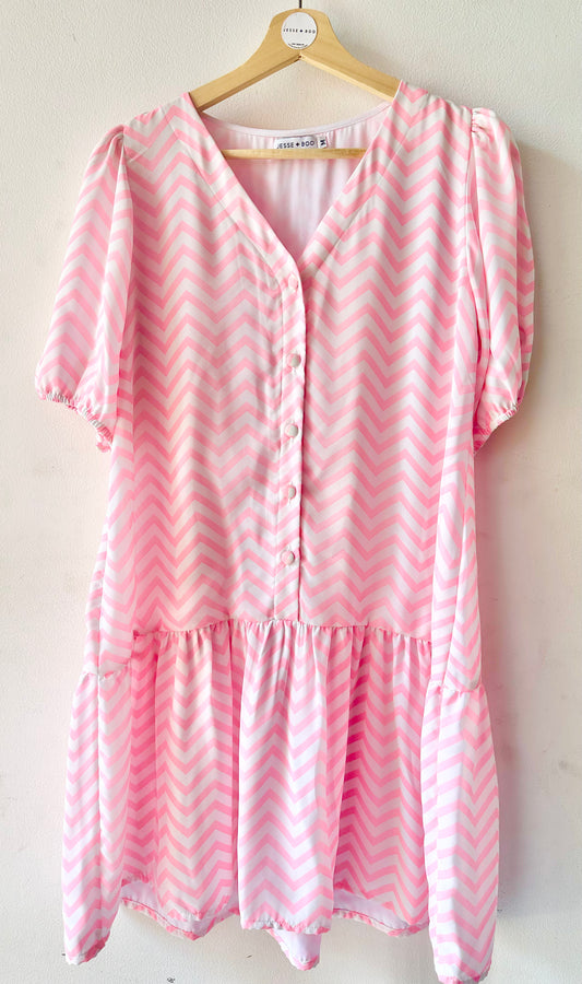 *SALE* Puff Sleeve Chevron Dress