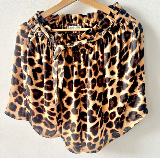 *SALE* Leopard Satin elasticated waist shorts 
