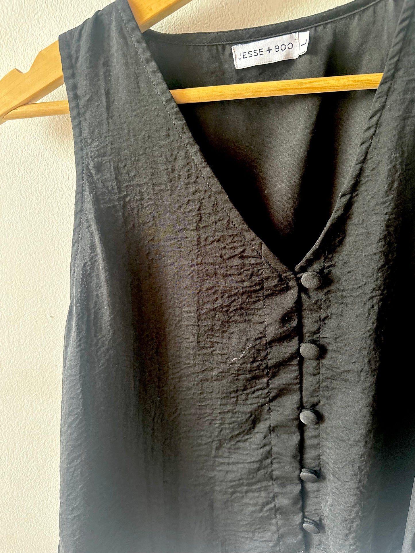 *SALE * Black matte satin waistcoat top