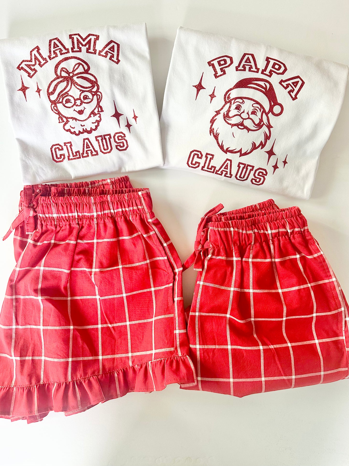 MAMA and PAPA Short Sleeve 'Claus' T Shirt PJ sets
