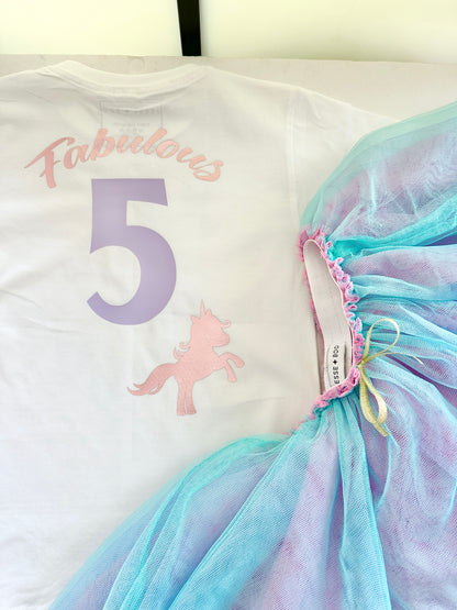 Personalised Fabulous Age Unicorn Shirt