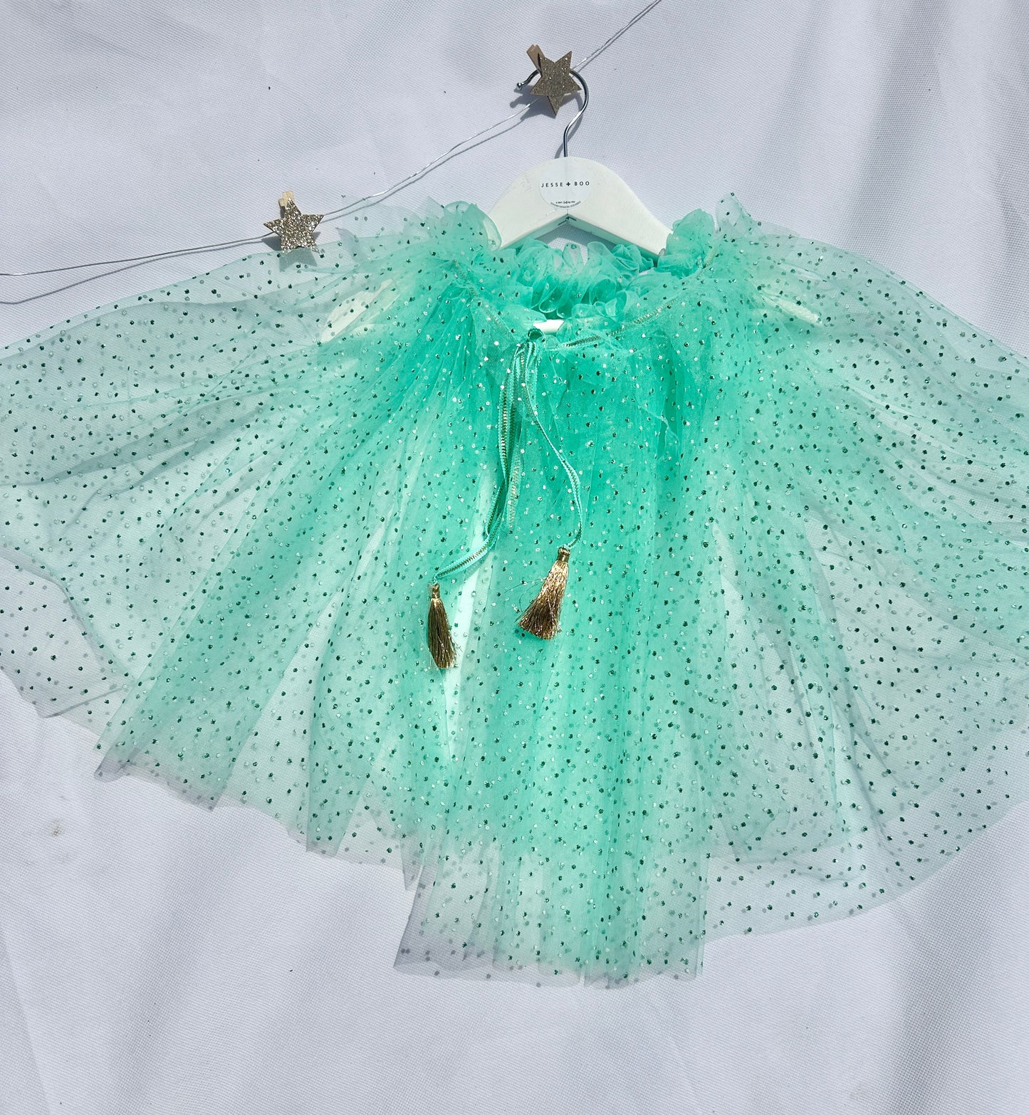 Mint sparkly net cape