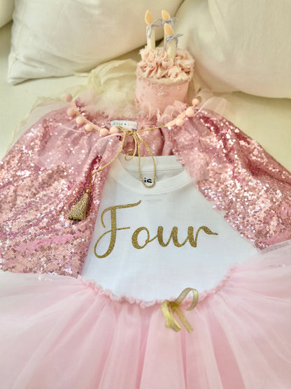 PINK short sequin cape