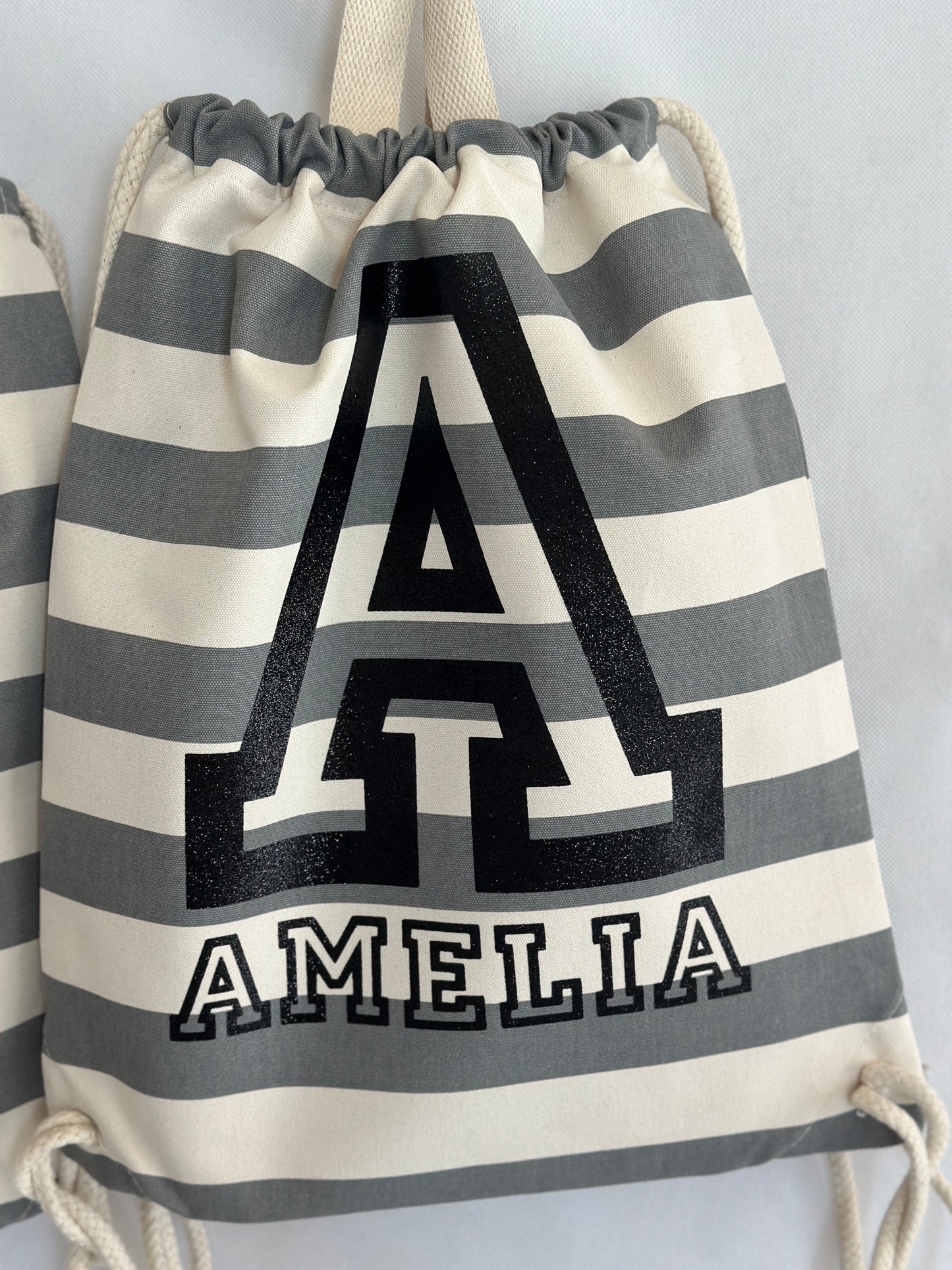 Stripe Personalised Drawstring Backpack