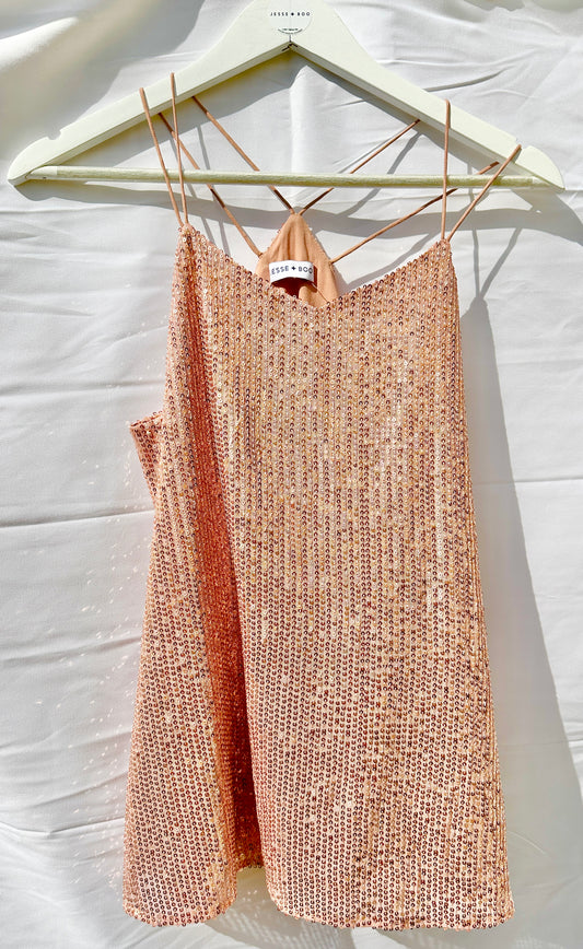 Sequin Cami Womens Rose Gold