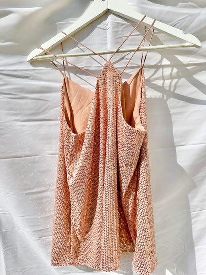 Sequin Cami Womens Rose Gold