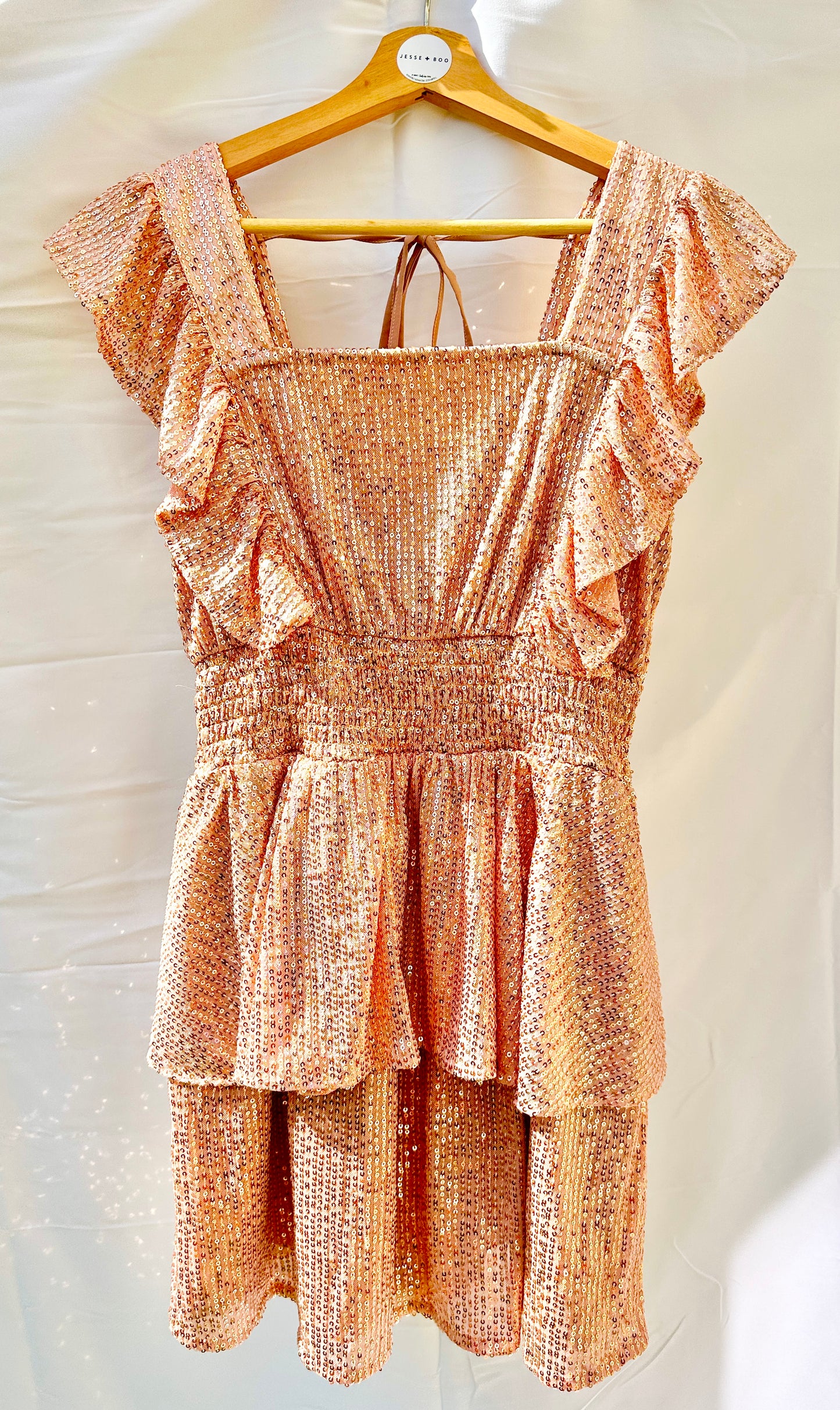 Sequin Frill Brunch Dress Womens