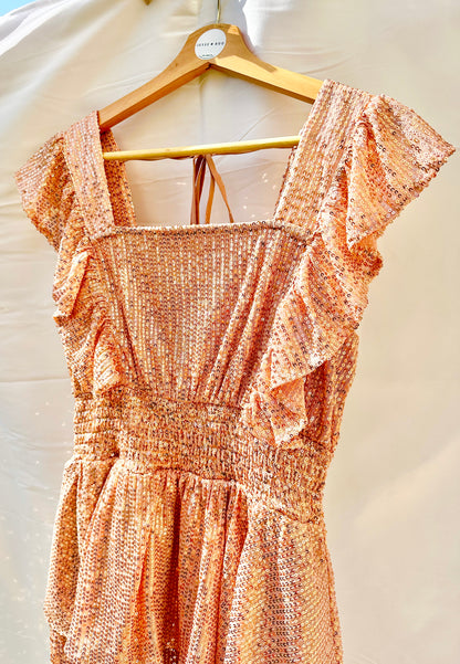 Sequin Frill Brunch Dress Womens