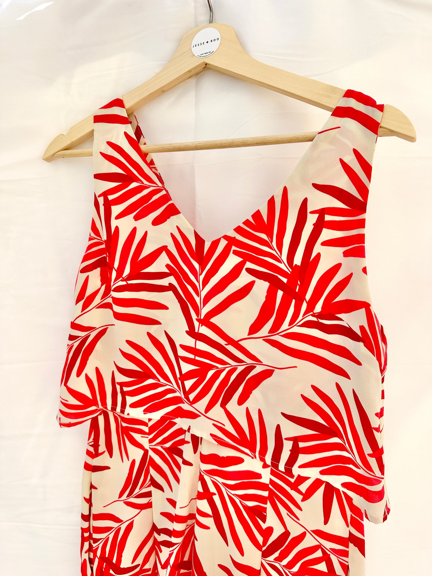 Red Cream Palm Playsuit Womens