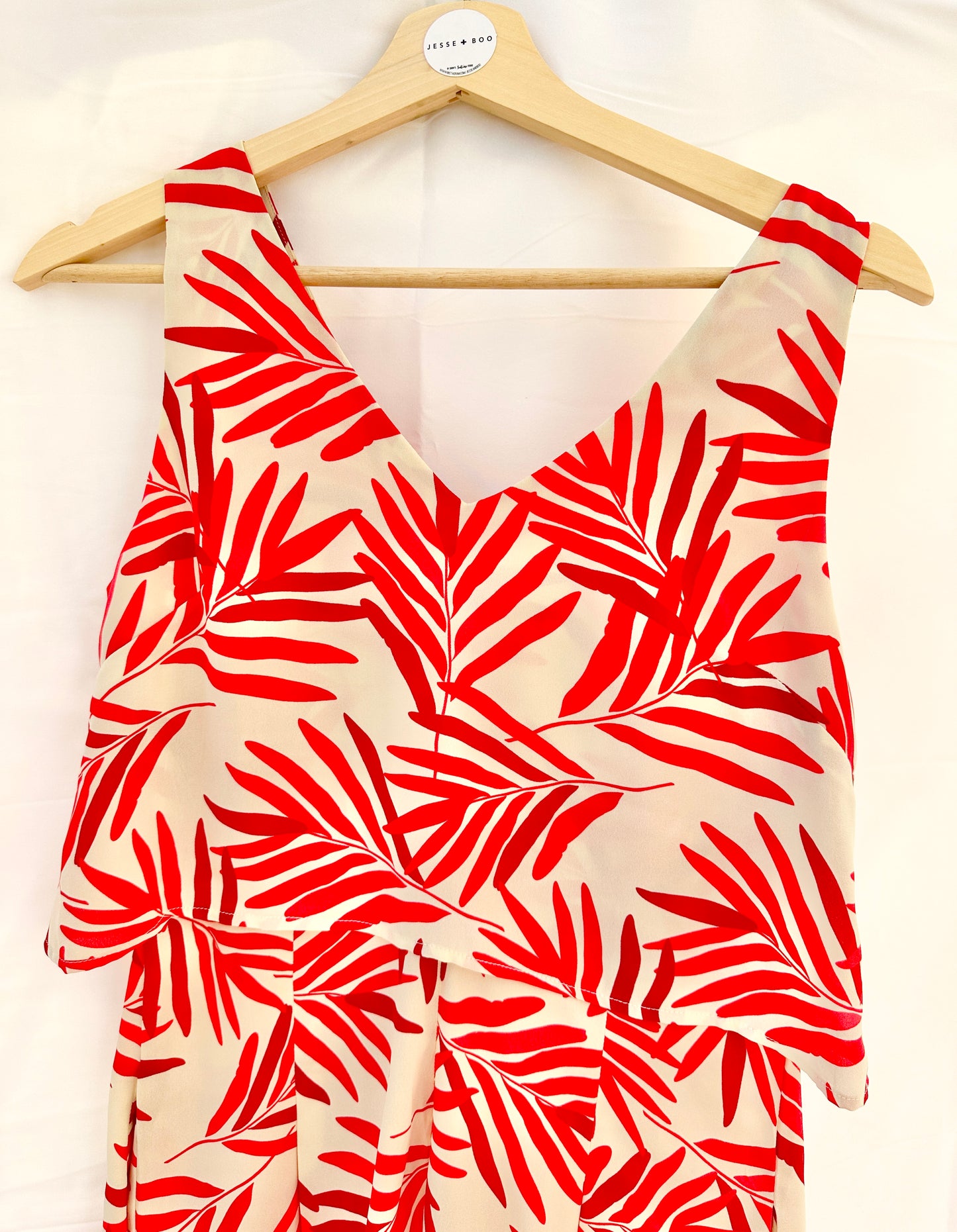 Red Cream Palm Playsuit Womens