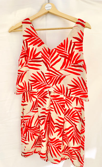 Red Cream Palm Playsuit Womens