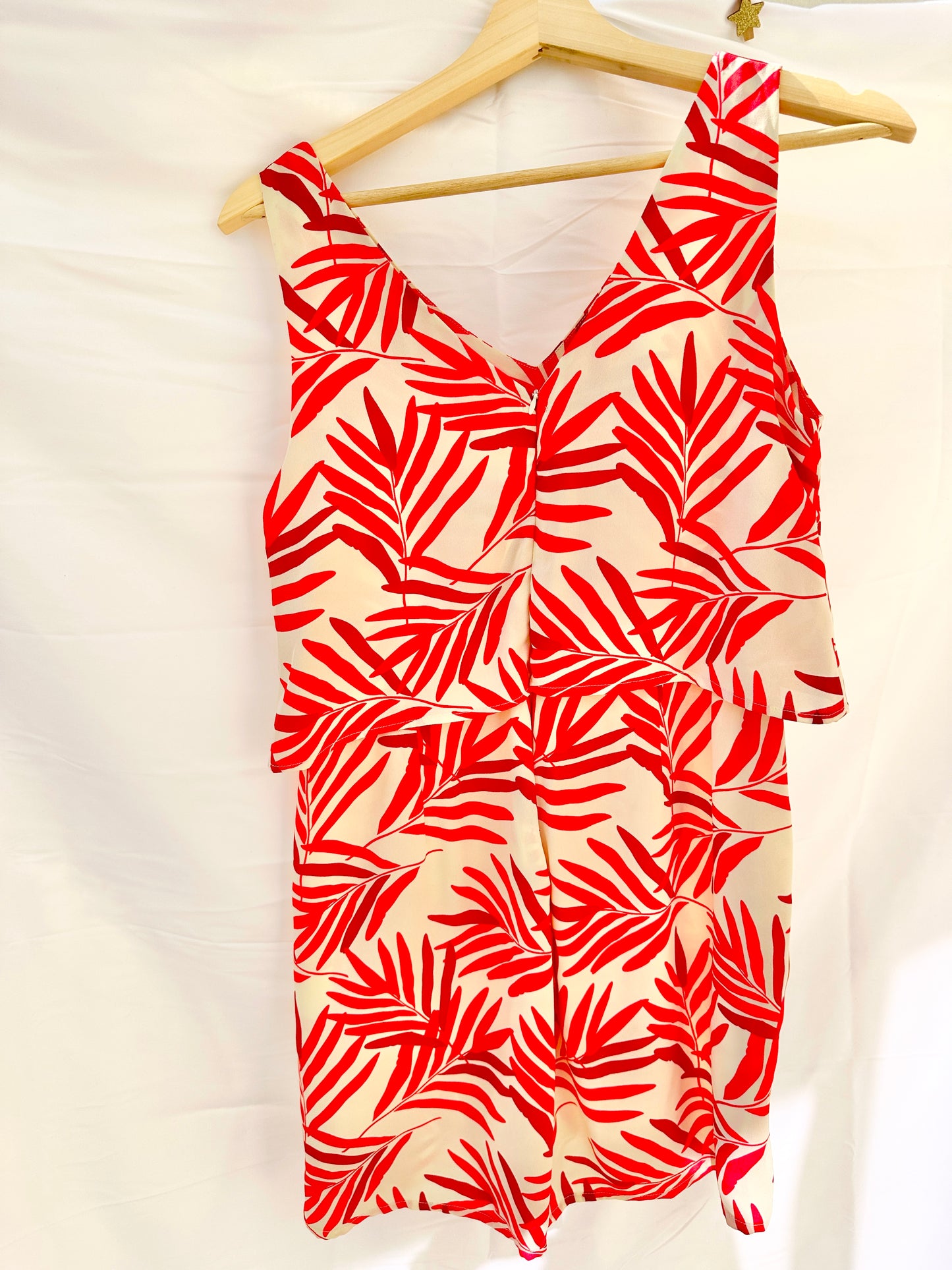 Red Cream Palm Playsuit Womens