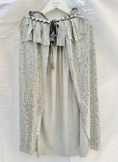 Silver Sequin Long Cape