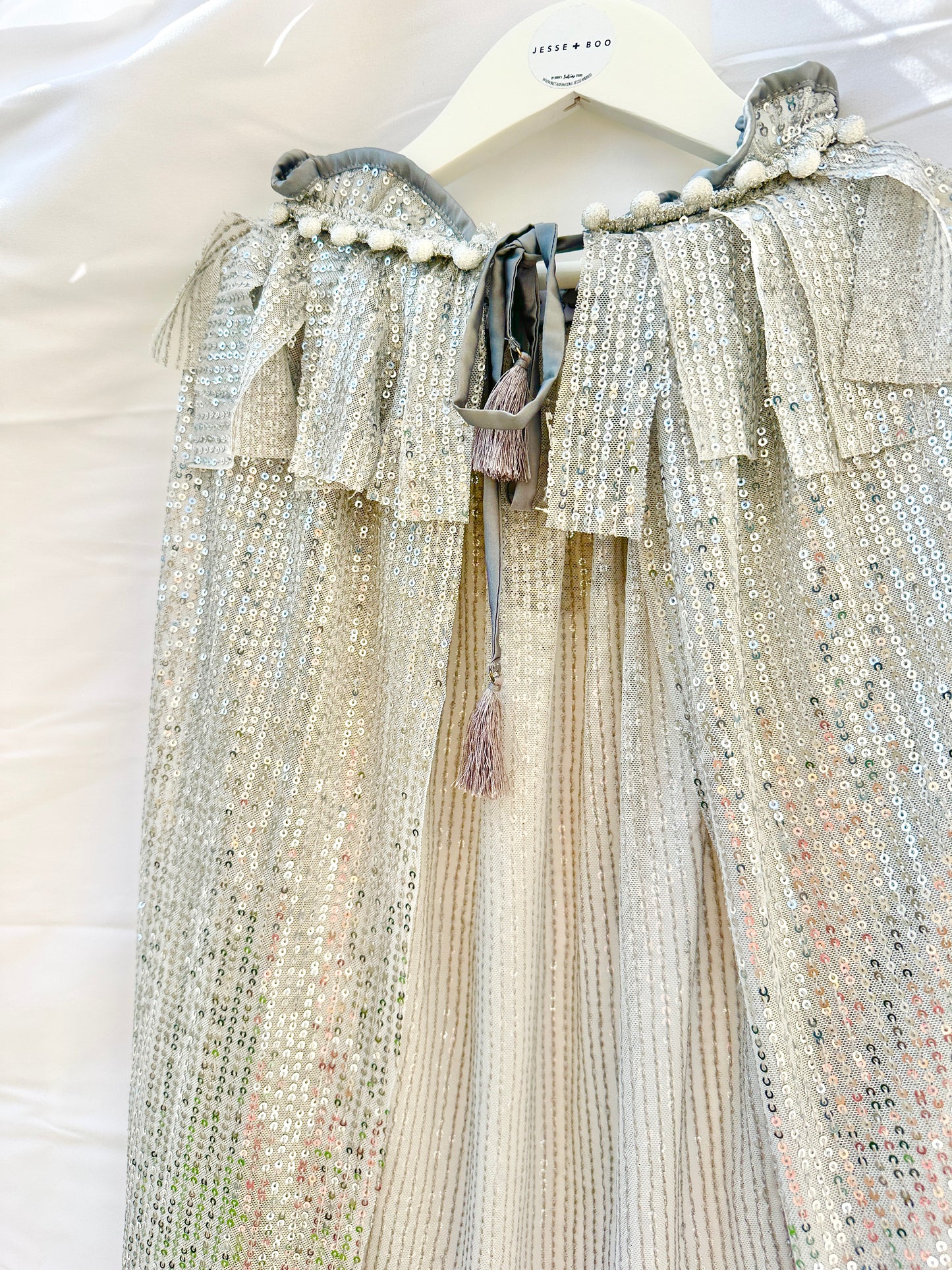 Silver Sequin Long Cape