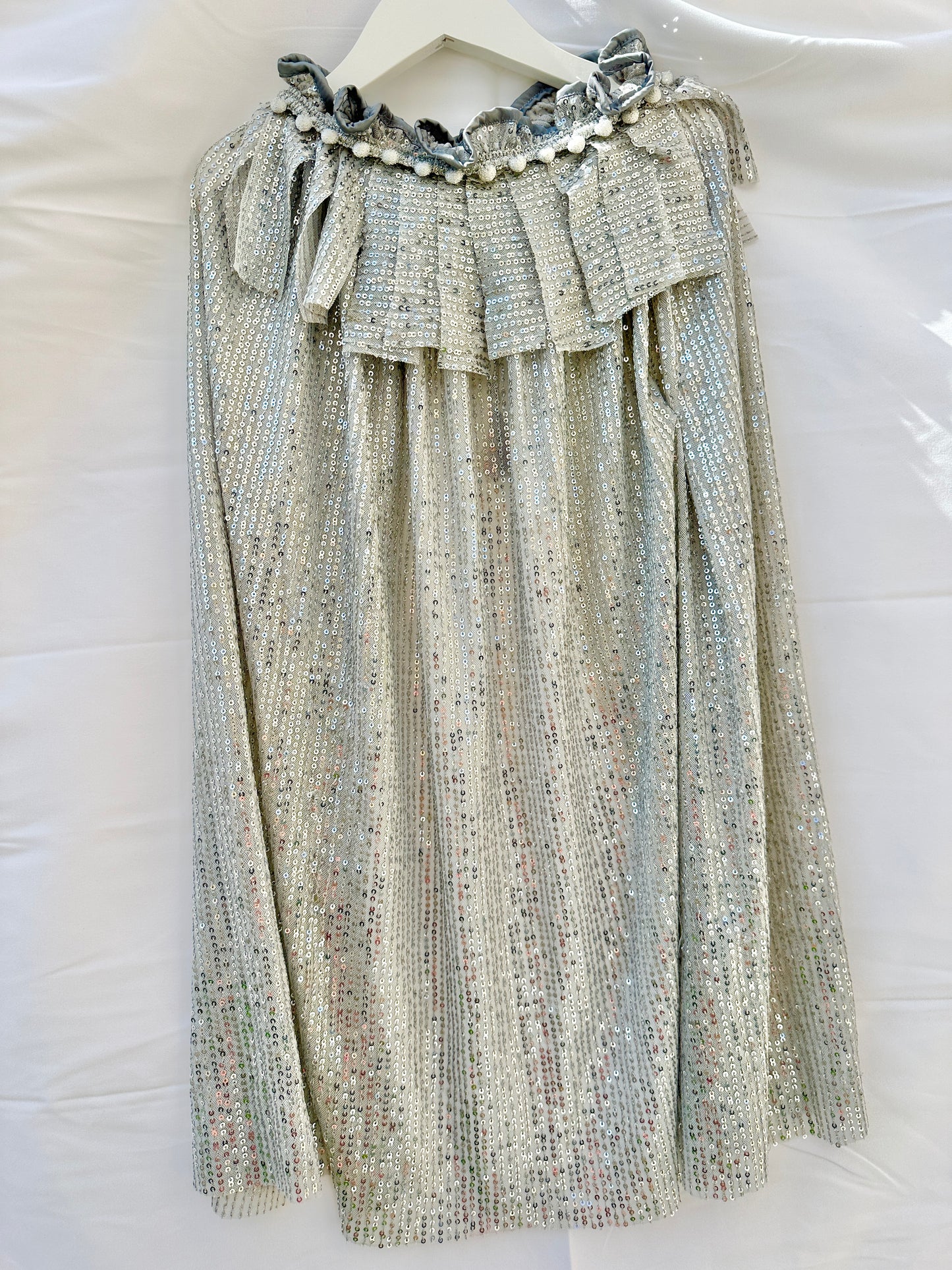 Silver Sequin Long Cape