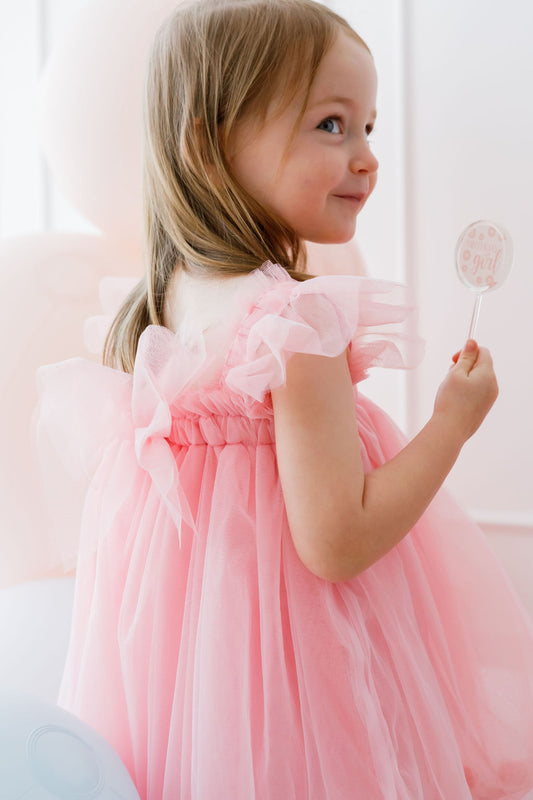 Hidden Pom Pom and star detail fairy dress