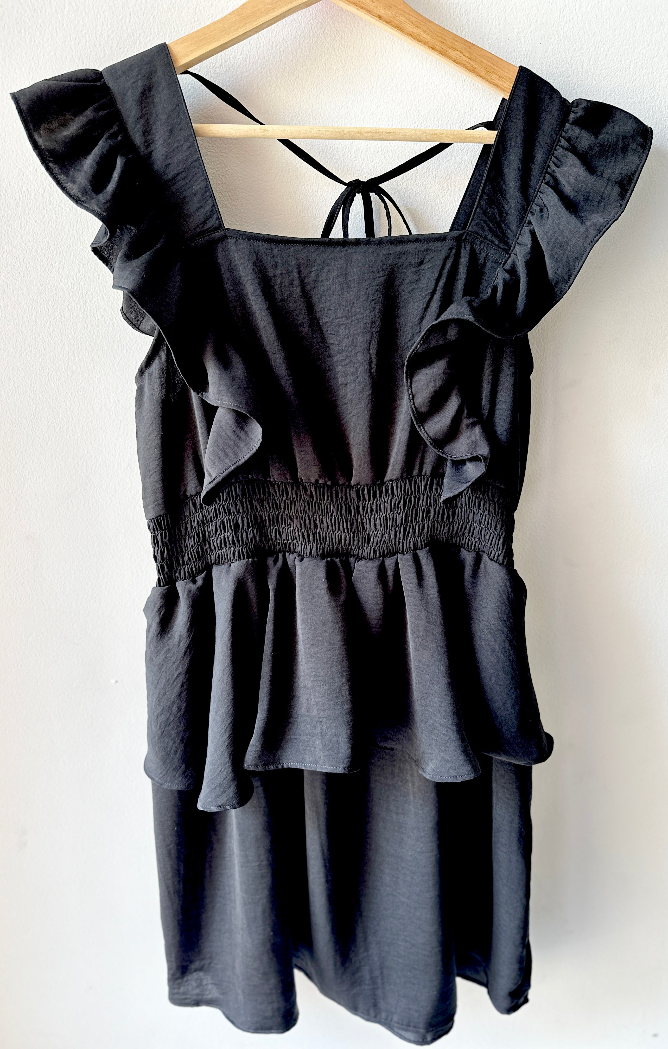 Matte Satin Frilly Brunch Dress