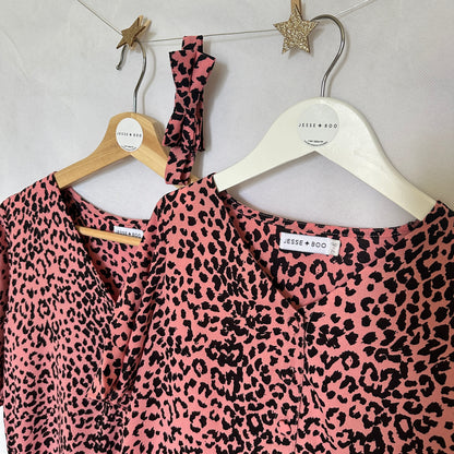 Pink And Black Leopard Playsuit