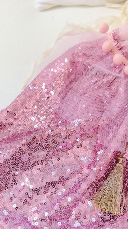 PINK short sequin cape